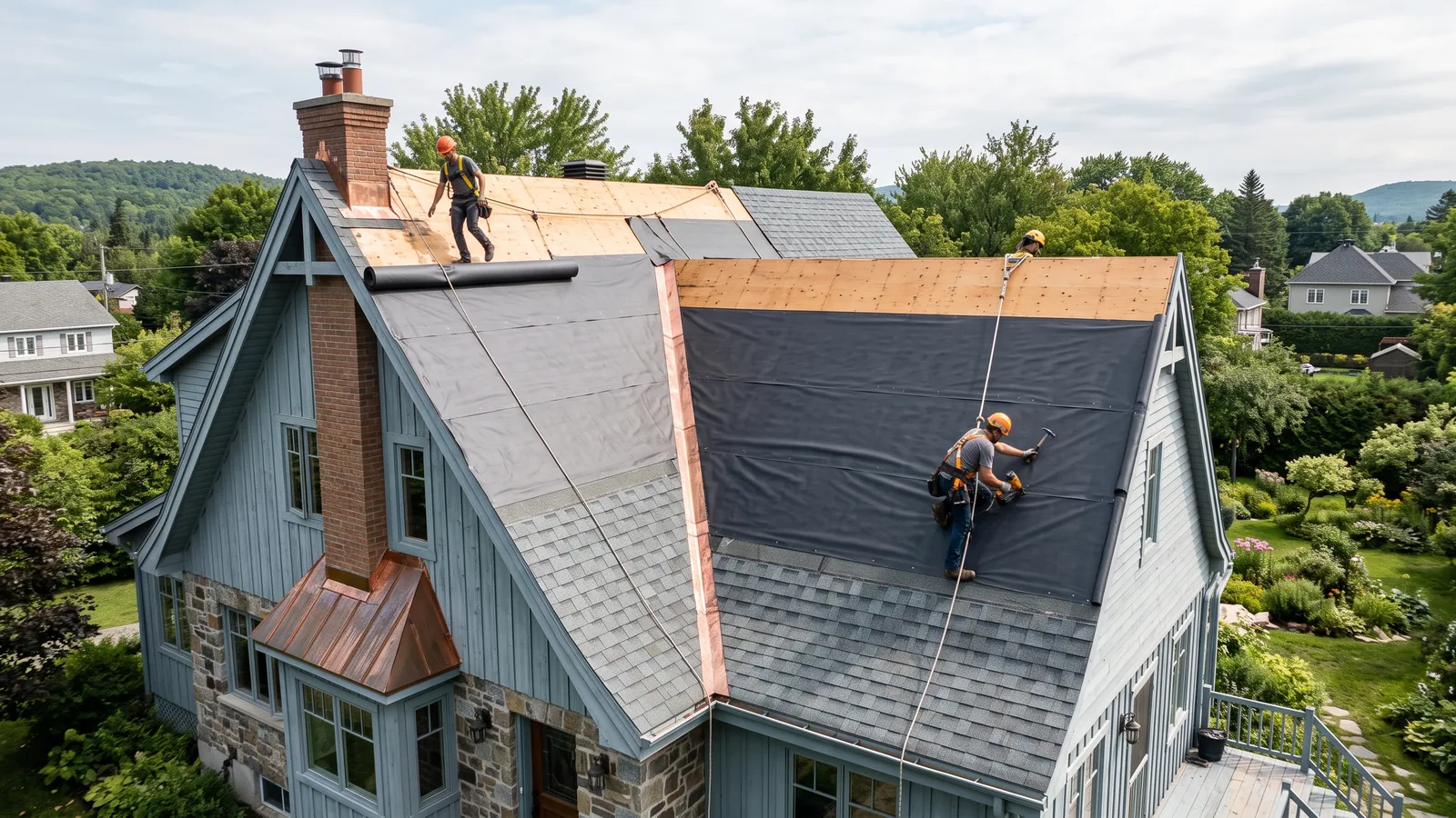 Travaux de toiture résidentielle à Hampstead, Québec